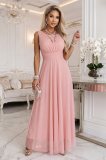 Elegantné dlhé tylové maxi šaty s okrúhlym výstrihom ELIRA - 678-1